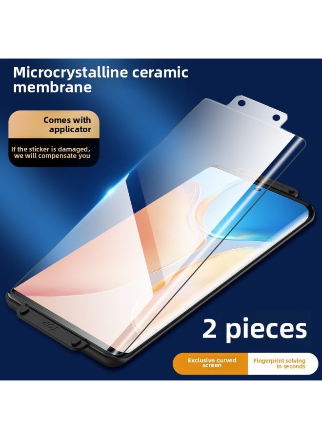 Applicable To Vivox90 Mobile Phone Film X100/x80pro S15/17/16/18 Tempered X200pro Curved Screen-Colour:Full-glue Ceramic Film 【ultra-clear*heat-curved Surface】 2 Pieces*free Artifact-Size:vivo X80 Pro - Image 1