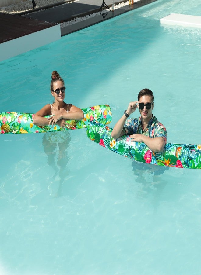 Parentswell Inflatable Pool Noodles Set - 2 Pack Fabric Covered Swimming Noodles for Adults, Pool Floats for Summer Vacation Party, Pool Swim Noodles for Beach Pool Sea Lake (Pineapple & Palm) - Image 2
