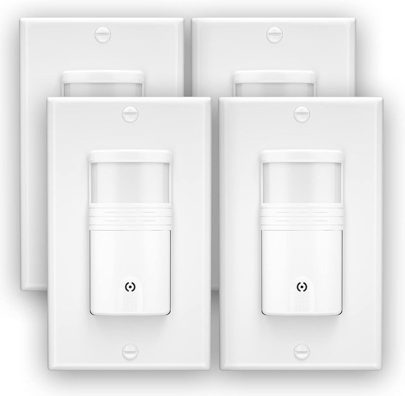EverElectrix 4 Pack, 3-Way Motion Sensor Light Switch (Not Single Pole), Neutral Wire Required, Indoor in-Wall Occupancy Sensor with Wall Plate, Adjustable Timer, Title 24, UL Certified, White - Image 1