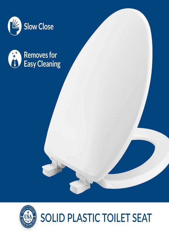 Bemis 7300SLEC Slow Close Toilet Seat, Easy Clean Hinges and Durable Plastic Seat, Made in USA, Elongated, White - Image 2