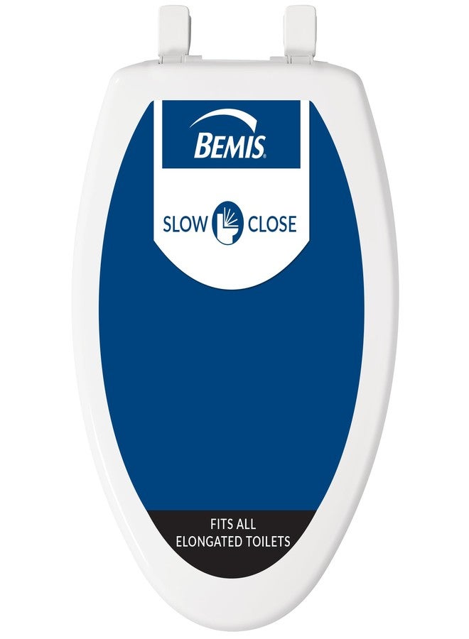 Bemis 7300SLEC Slow Close Toilet Seat, Easy Clean Hinges and Durable Plastic Seat, Made in USA, Elongated, White - Image 1