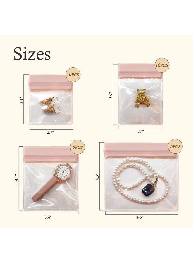 Qryval EVA Anti Tarnish Jewelry Storage Bags Pouches, Mini Small Bags for Jewelry Ring Earing Chain Bracelet for Selling & Gift, Jelly-Like Softness, No Yellowing, No Odors, 30 PCS（Mix Sizes） - Image 2