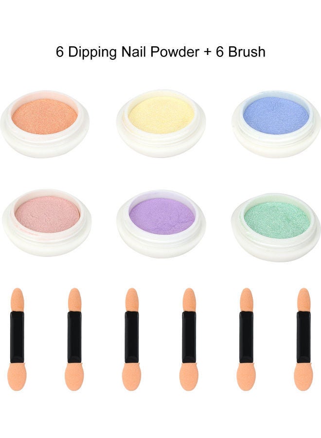 NIBEMINENT 12-Piece Dipping Nail Powder With Brush Set Multicolour - Image 2