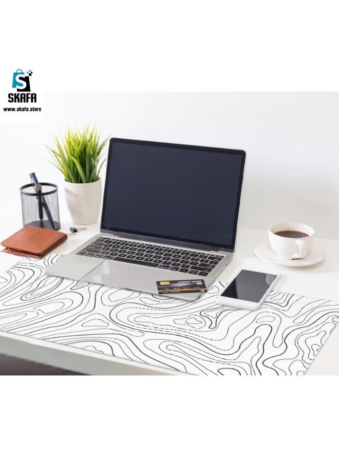SKAFA Topographic Contour Gaming Mouse Pad with Stitched Edges | WhiteTopographic Map Desk Mat | Extended XL Mousepad with Anti-Slip Base | Cool Desk Pad for Keyboard and Mouse. (White) - Image 2