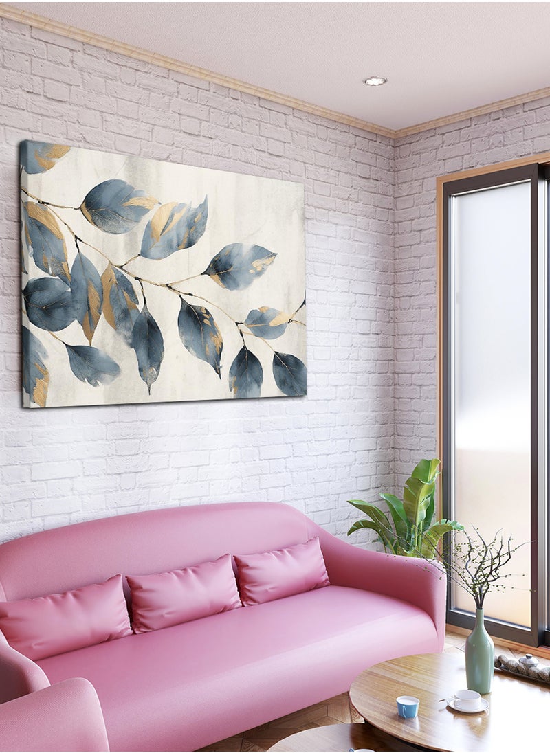 LOWHA Canvas Wall Art Stretched Over Wooden Frame with Golden Leaves Abstract Painting  - Image 2