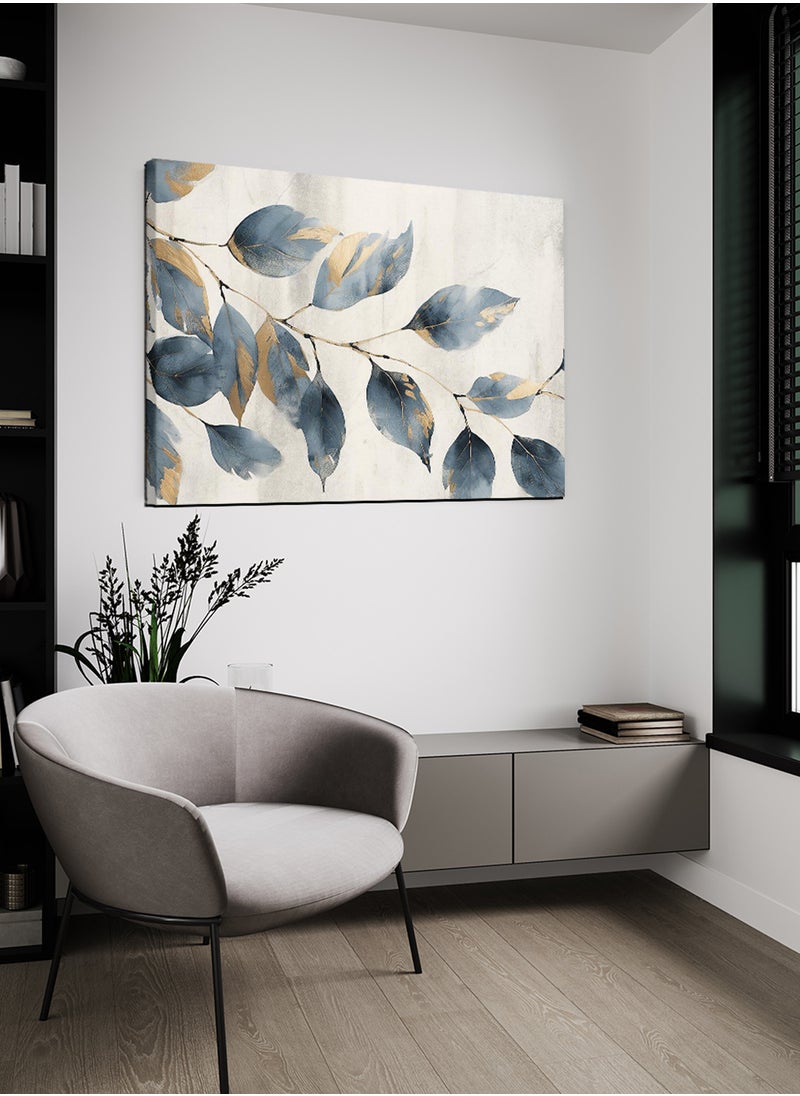 LOWHA Canvas Wall Art Stretched Over Wooden Frame with Golden Leaves Abstract Painting  - Image 3