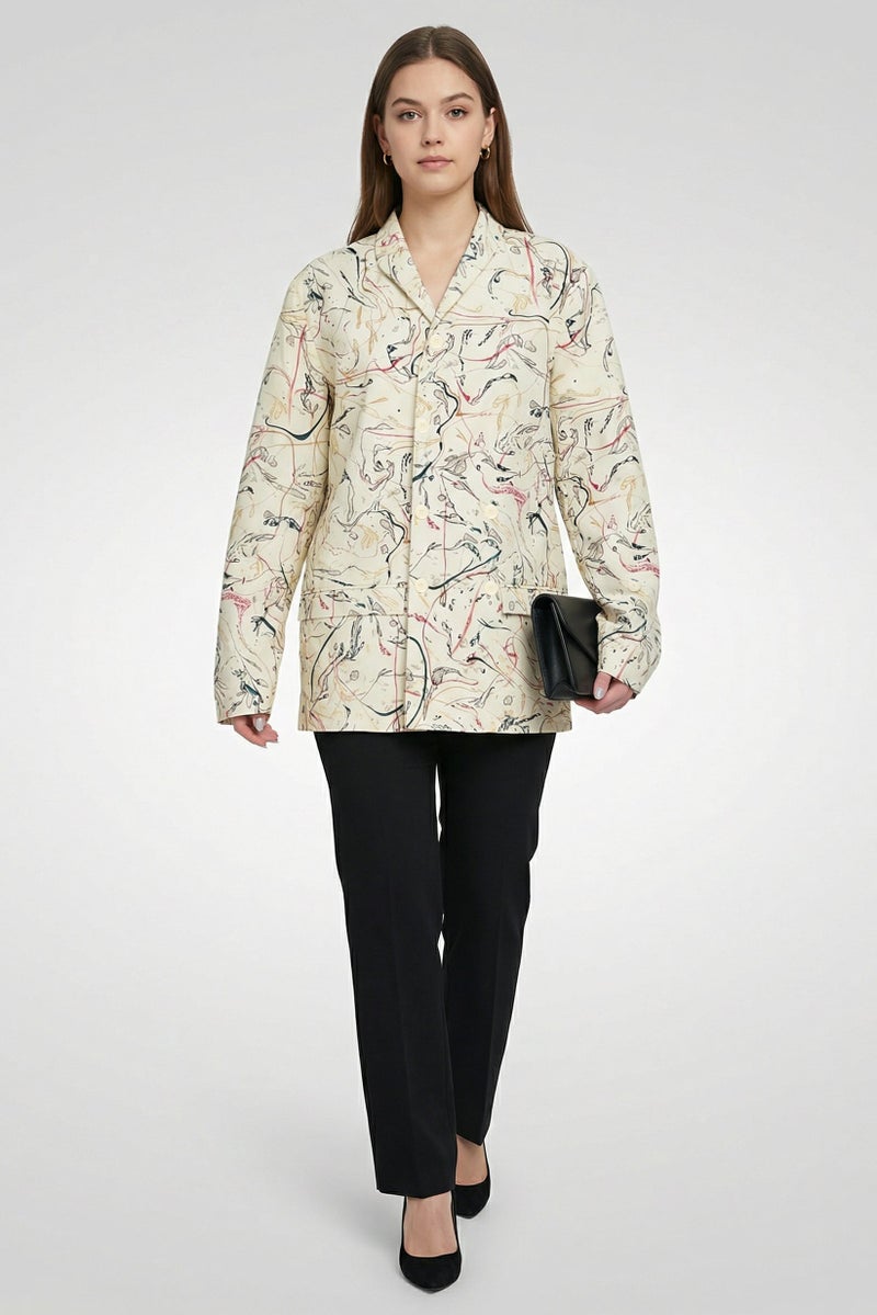 Lemaire Women Regular Fit Allover Print Semi-Formal Blazer, Multicolor - Image 1
