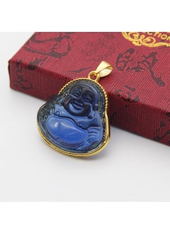 Generic Gold Plated Buddha Pendant Necklace Blue 
