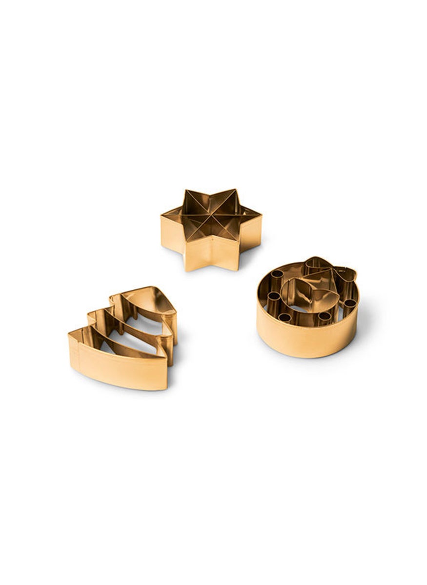 Tchibo 3 Pieces Premium Cookie Cutter Set, Gold  - Image 3