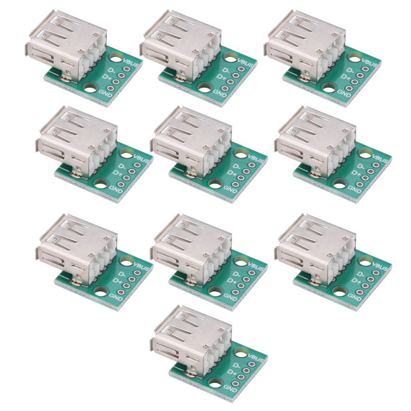 لوحة انفصال أنثى USB Type A - 4 دبابيس مصنفة VBUS D+ D- GND، موصل محول عالي الجودة لتزويد طاقة USB الذاتي، تصميم لوحة خبز - Image 4
