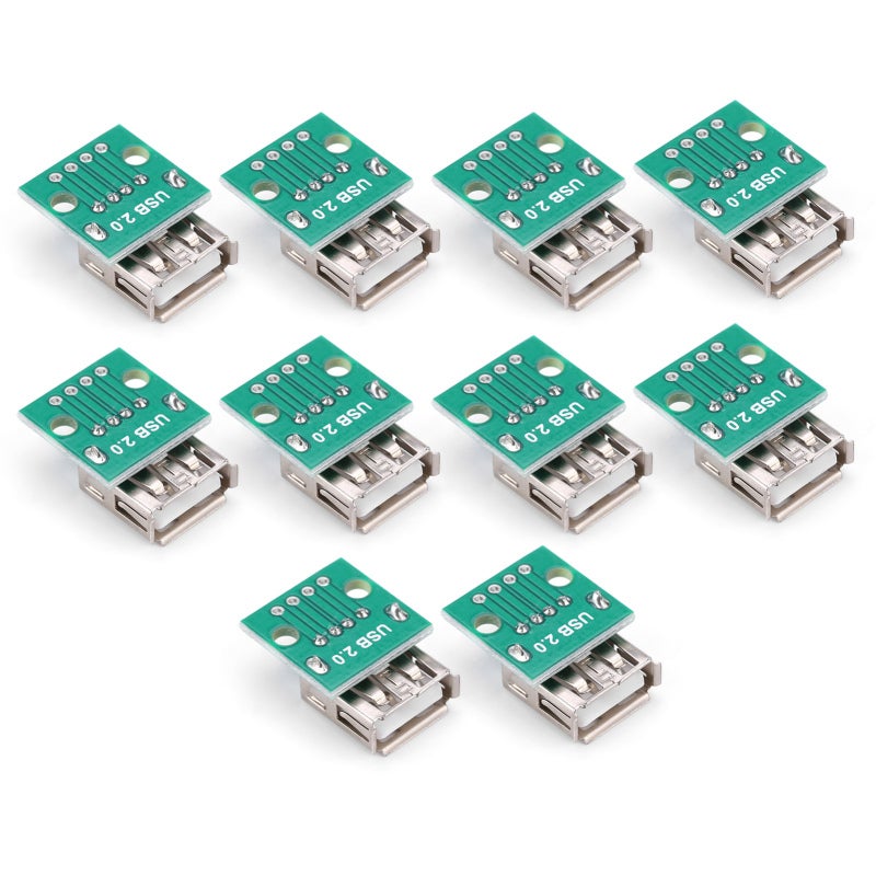 لوحة انفصال أنثى USB Type A - 4 دبابيس مصنفة VBUS D+ D- GND، موصل محول عالي الجودة لتزويد طاقة USB الذاتي، تصميم لوحة خبز - Image 5