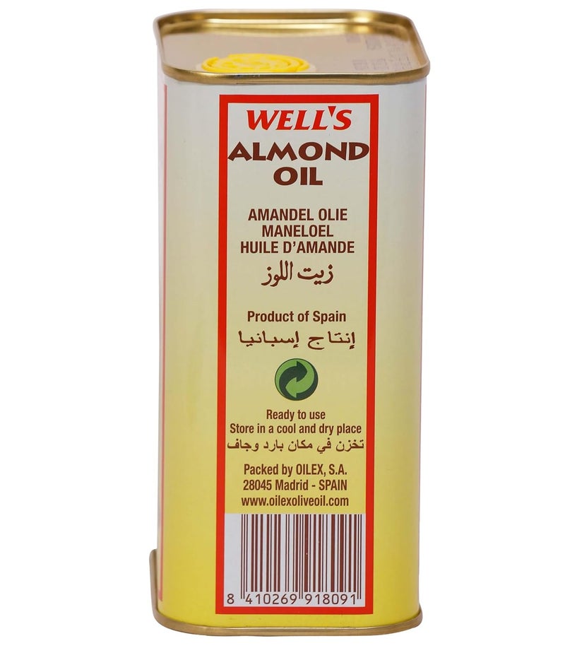 Well's Wells 100 Pure Almond Oil Packed And Imported From Spain 800Ml  Sweet Almond Oil For Body Skin  Hair  Helps Enhance Memory  For New Born Baby Massage  Beauty  Skin Massage - Image 3