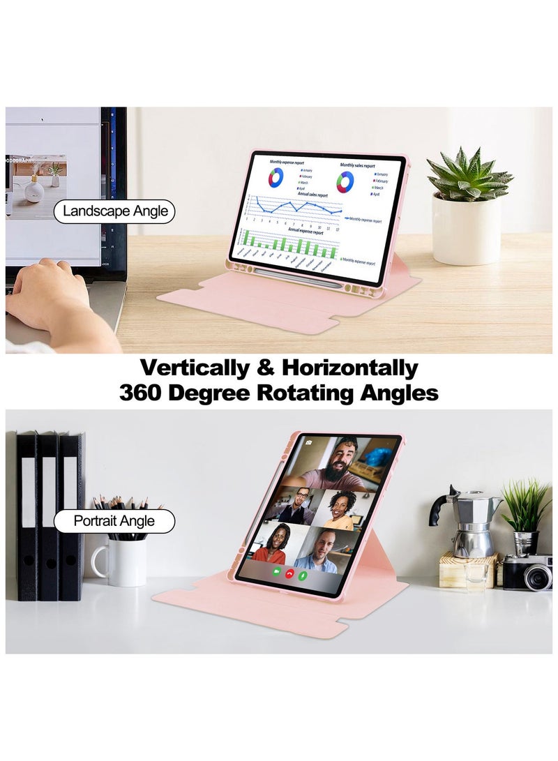 URBBKING Detachable Arabic Wireless Bluetooth Keyboard Rotating Case Compatible with Xiaomi Pad 7 / Xiaomi Pad 8 / 8 Pro 11.2 Inch,360 Degree Rotating Stand Cover, Multi-Angle Viewing Folio Cover with Pencil Holder Pink - Image 2