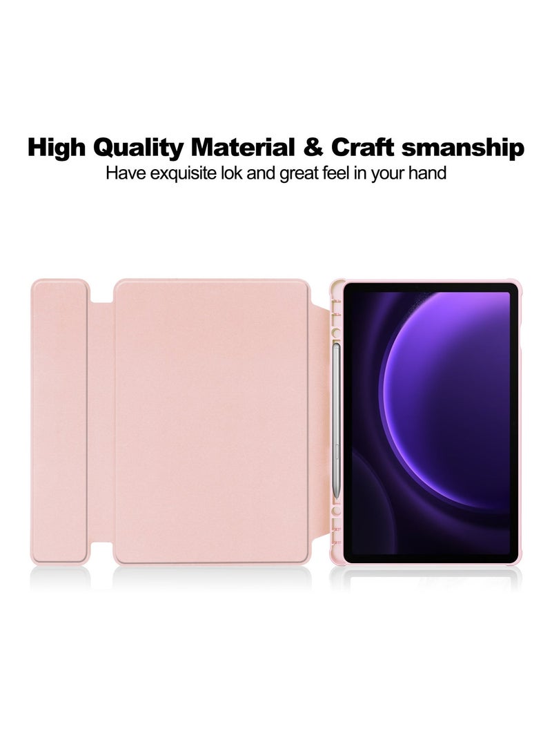 URBBKING Detachable Arabic Wireless Bluetooth Keyboard Rotating Case Compatible with Xiaomi Pad 7 / Xiaomi Pad 8 / 8 Pro 11.2 Inch,360 Degree Rotating Stand Cover, Multi-Angle Viewing Folio Cover with Pencil Holder Pink - Image 5