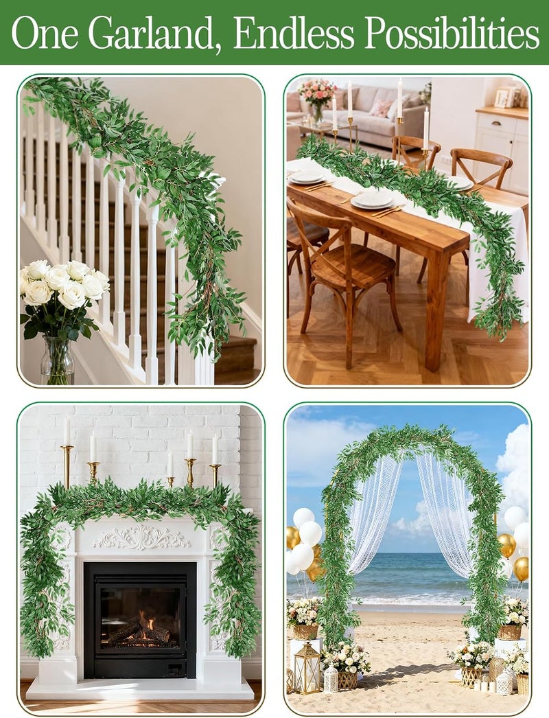 انفسن 3 Pack (16.8ft) Artificial Willow Leaves Vines Twigs- Fake Silk Hanging Willow Plant Greenery Garland String for Indoor Wedding Party Crowns Wreath Decor, Outdoor Wall Garden Decoration - Image 5