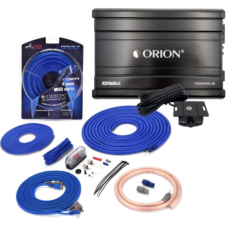 ORION CBA2000.1D Amp 2000W Max Amplifier + COKIT4 4GA Wiring Kit Combo for Car Audio VC Systems - Image 1