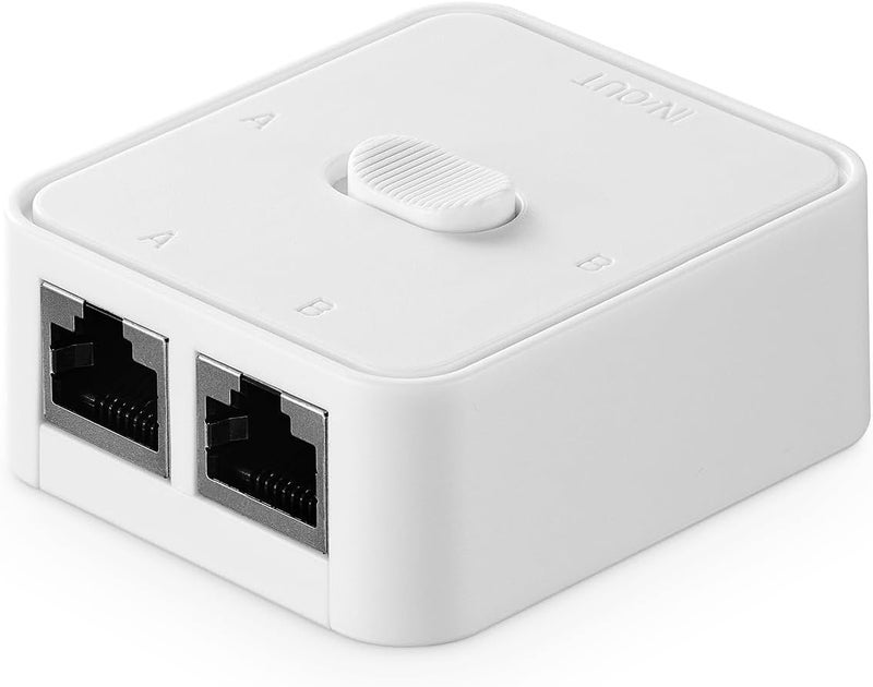 Binardat Gigabit Network Switcher, Passive Ethernet Selector, in/Out to A or B Network, Bidirectional Manual Switcher, No Power Required (White) - Image 1