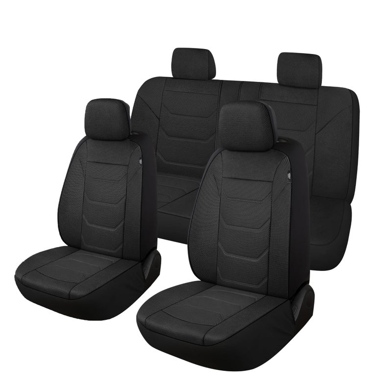 Pariiaotin 3D Air Mesh Car Seat Cover Full Sets Washable and Breathable Premium Cloth Automotive Vehicle Seat Covers for Cars Interior Universal Fit for Most Cars Sedan Truck SUVBlack