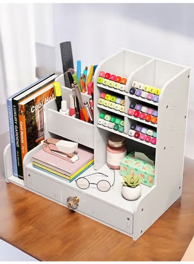 زي سي إم - هابي حامل أقلام أنيق وعالي السعة مع درج للمكتب والمنزل - Image 1