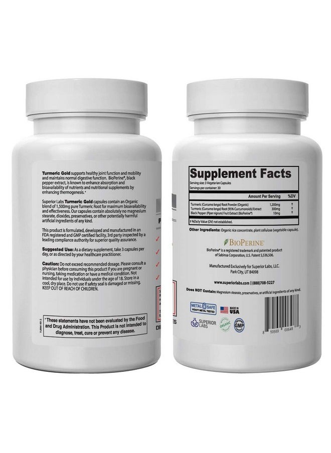 ; Organic Turmeric Curcumin (95% Curcuminoids) With Bioperine ; Pure Nongmo 1500Mg (Organic Blend) ; Zero Synthetic Additives Powerful Formula Joint Knees Hips Immune System