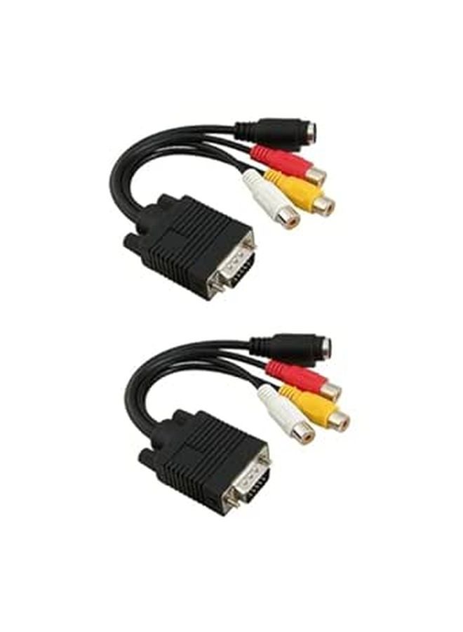 VGA to S-Video Adapter Cable 2 Pack for Laptop Desktop TV Out Connection - Image 1