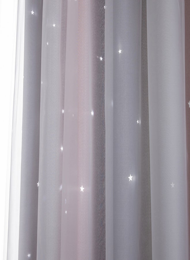 Aoresac 1PC Star Curtain Blackout High Precision Curtains for Kids Girls Bedroom Living Room Colorful Double Layer Star Window Curtains - Image 3