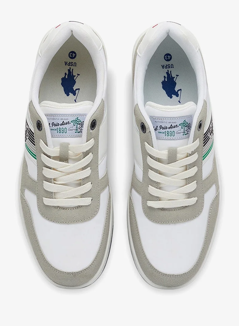U.S. Polo Assn.  Men's White Low-Top Sneakers - Lightweight Shoes Lace-Up Design, Comfortable for Everyday Outfits for Men | Best Price UAE