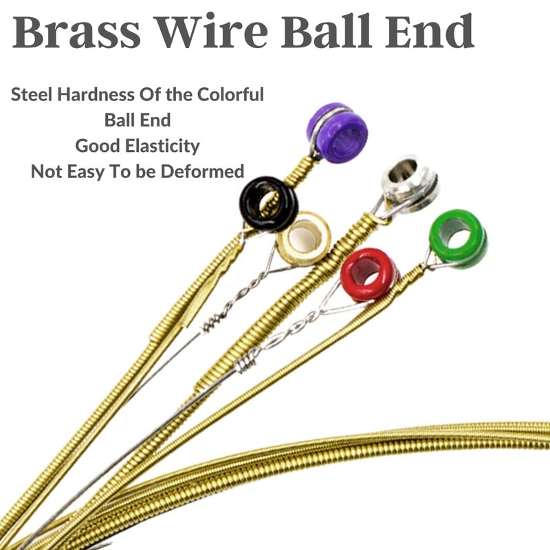Mocking Bird Acoustic Guitar String Set of 6 Stainless Steel Acoustic guitar strings with Hollow Colorful Full Replacement Set for Acoustic Guitar String (0.10-0.50 Extra Light Gauge) - Image 4