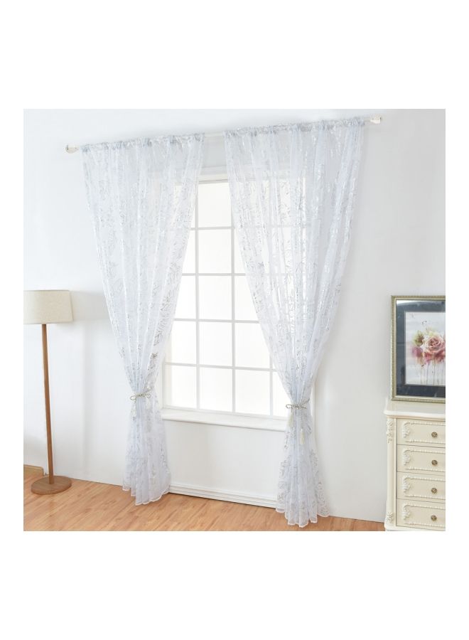 NIBEMINENT 2-Piece Feather Printed Curtain Set Silver 79x40inch