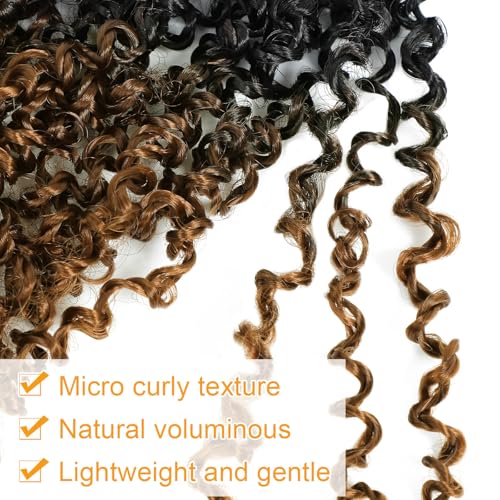 Aksice 8 Inch Yanky Twist Crochet Hair for Black Women 8 Packs Pre-looped Yankee Twist Hair Brown Spring Mini Passion Twist with Curly Ends Synthetic Crochet Braids (8 Inch, OT30#) - Image 5