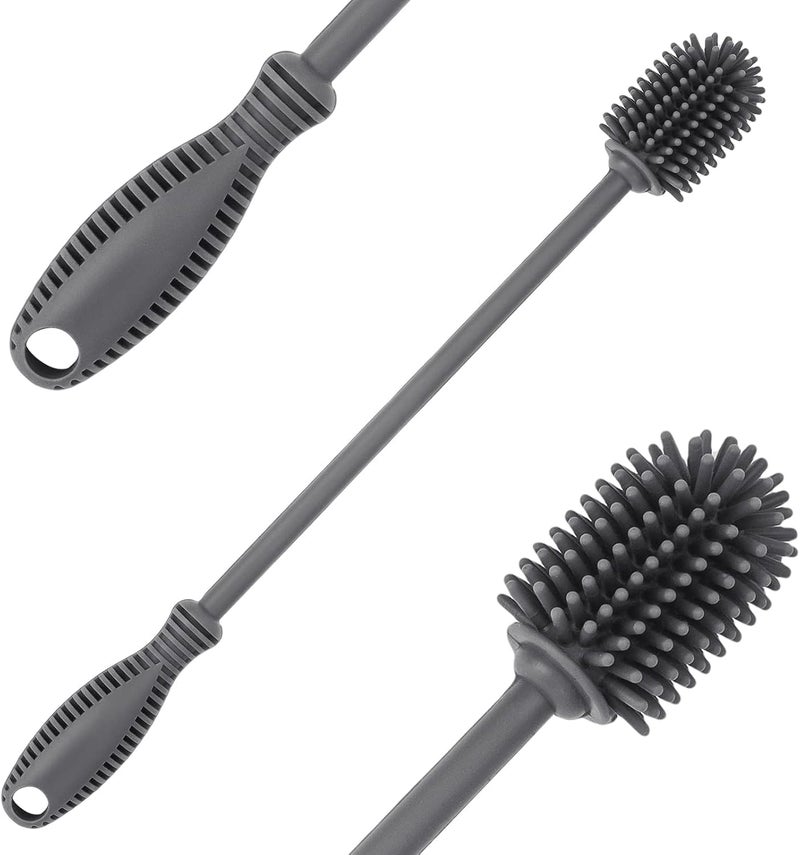 ddLUCK Silicone Bottle Cleaning Brush with Long Handle, 12.5" Water Bottle Cleaner for Baby Bottles, Hydro Flask, Sports Bottle, Vase, Glassware, Perfect for Smaller Diameter Bottle Openings (One Pack) - Image 1