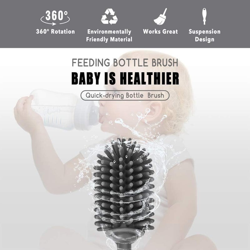 ddLUCK Silicone Bottle Cleaning Brush with Long Handle, 12.5" Water Bottle Cleaner for Baby Bottles, Hydro Flask, Sports Bottle, Vase, Glassware, Perfect for Smaller Diameter Bottle Openings (One Pack) - Image 2