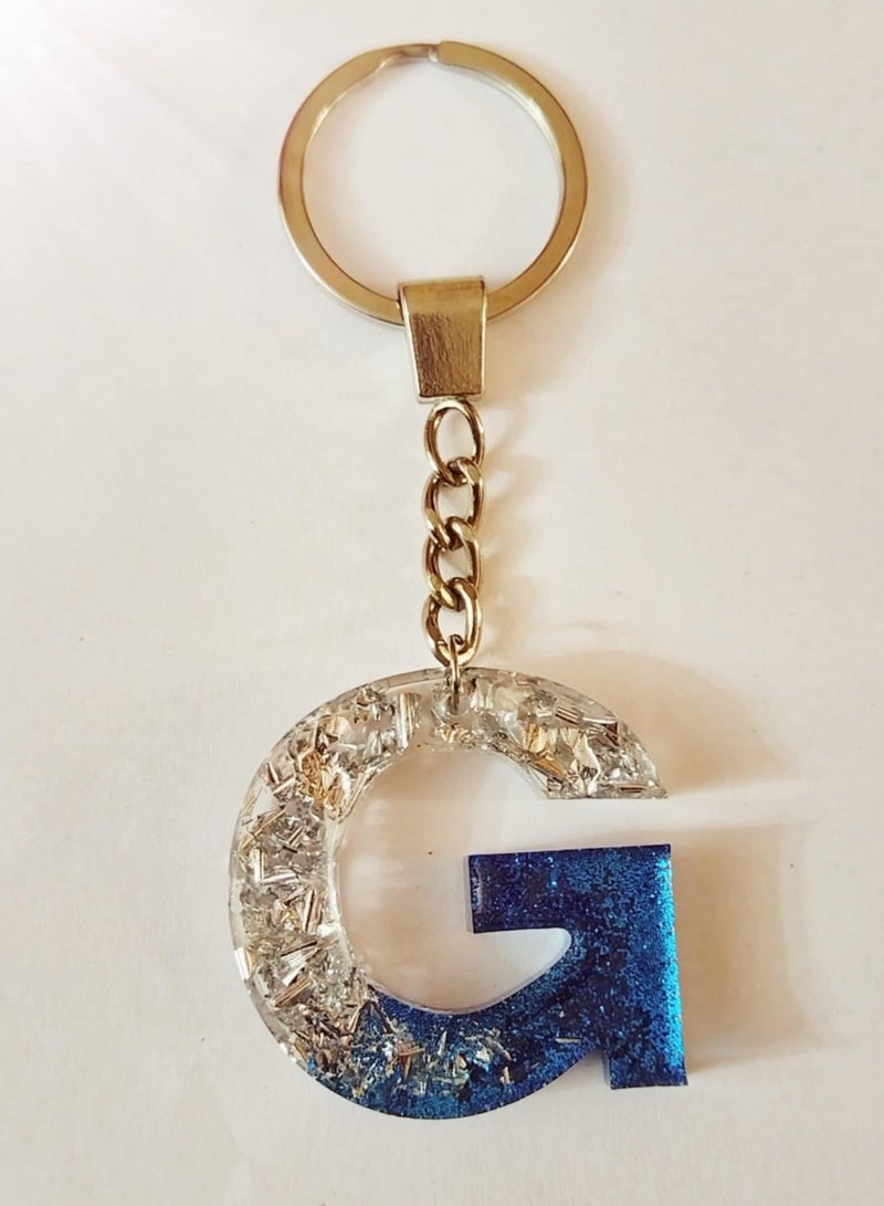 RA accessories Handmade Rezen  Keychain Lette G  Suitable For Bag-Blue*silvery*Transparent - Image 1