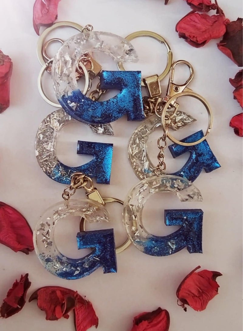 RA accessories Handmade Rezen  Keychain Lette G  Suitable For Bag-Blue*silvery*Transparent - Image 3