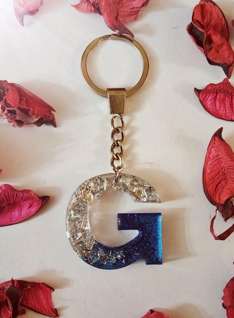 RA accessories Handmade Rezen  Keychain Lette G  Suitable For Bag-Blue*silvery*Transparent - Image 2