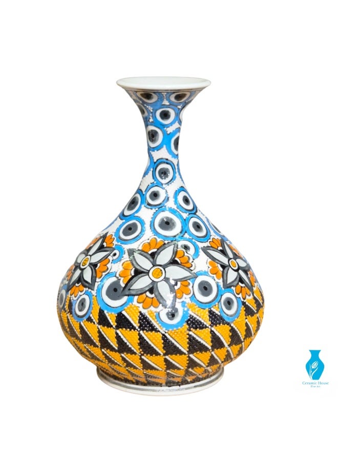 Handmade Turkish Ceramic Decorative Vase - 20 cm - Image 1