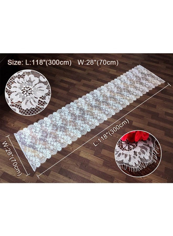 OurWarm 28 x 120 Inches Vintage Lace Wedding Table Runner, White Floral Lace Table Runners for Rustic Chic Wedding Reception Table Decor, Boho Wedding Bridal Shower Party Decorations - Image 4