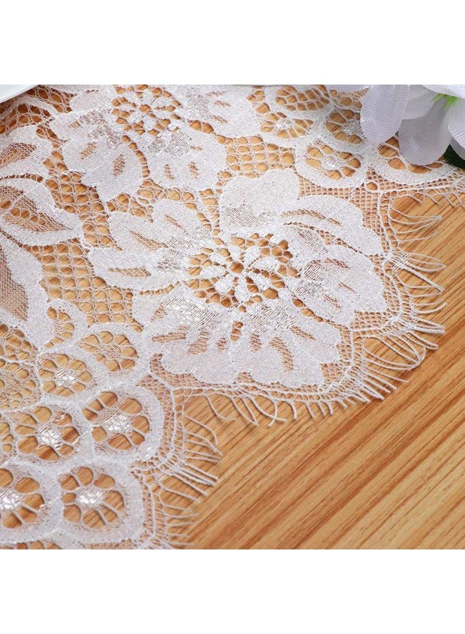 OurWarm 28 x 120 Inches Vintage Lace Wedding Table Runner, White Floral Lace Table Runners for Rustic Chic Wedding Reception Table Decor, Boho Wedding Bridal Shower Party Decorations - Image 2