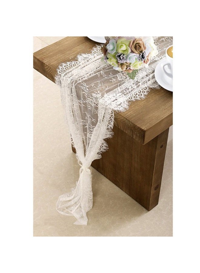 OurWarm 28 x 120 Inches Vintage Lace Wedding Table Runner, White Floral Lace Table Runners for Rustic Chic Wedding Reception Table Decor, Boho Wedding Bridal Shower Party Decorations - Image 5