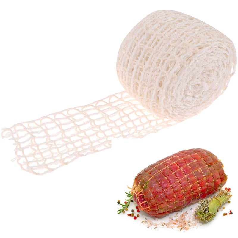 10m Meat Netting RollSize 18Elastic Smoked Meat Poultry Ham Netting Meat Butcher Twine Net Roll Wrapping NetBeef Netting Roll for Meat Cooking Meat Sausage Making