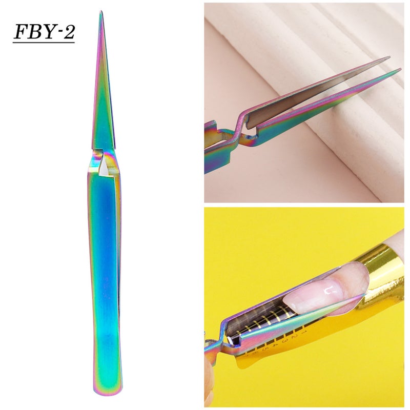 Acrylic Nail Shaping Tweezer Stainless Steel Extension Nail Shaping Clip X-Type Crystal Nail Tweezers Nail Art Rhinestones Nipper Nail Tools - Image 3