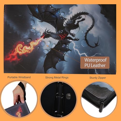 Fweel Cool Dragon Trading Card Binder - 4-Pocket Zipper Binder with 400 Pockets, Ideal for Card Collectors and Enthusiasts - Collectible Trading Card Album with Sleeves - Image 2