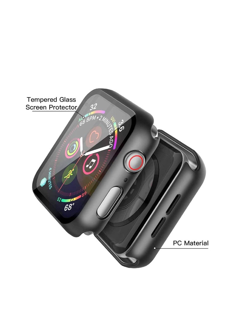 2 Pack Hard PC Case with Tempered Glass Screen Protector Compatible with Apple Watch SE Series 6 Series 5 Series 4 40mm - Black - Image 4