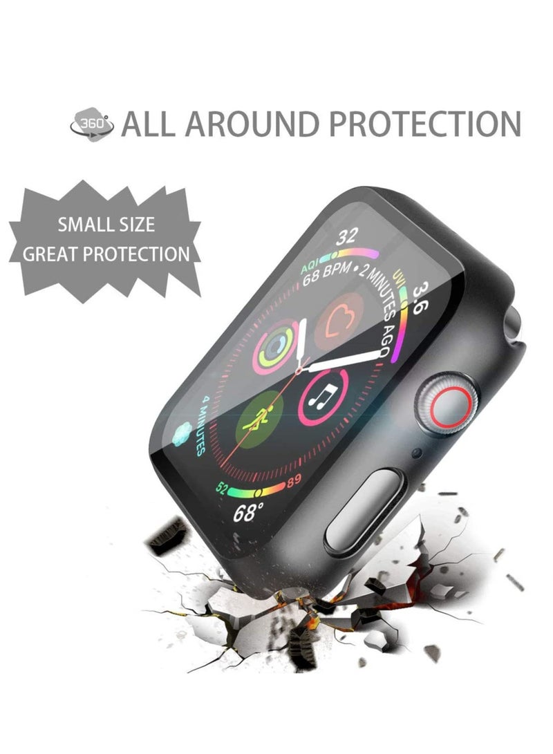 2 Pack Hard PC Case with Tempered Glass Screen Protector Compatible with Apple Watch SE Series 6 Series 5 Series 4 40mm - Black - Image 3