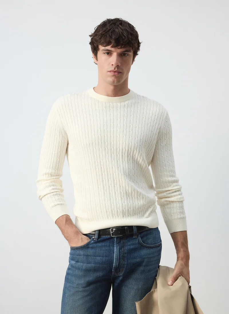 مانجو مان Cotton-lyocell blend cable-knit jumper
