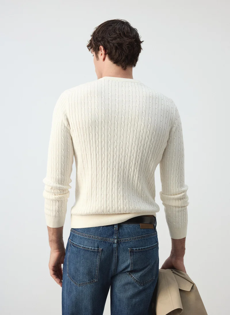 مانجو مان Cotton-lyocell blend cable-knit jumper