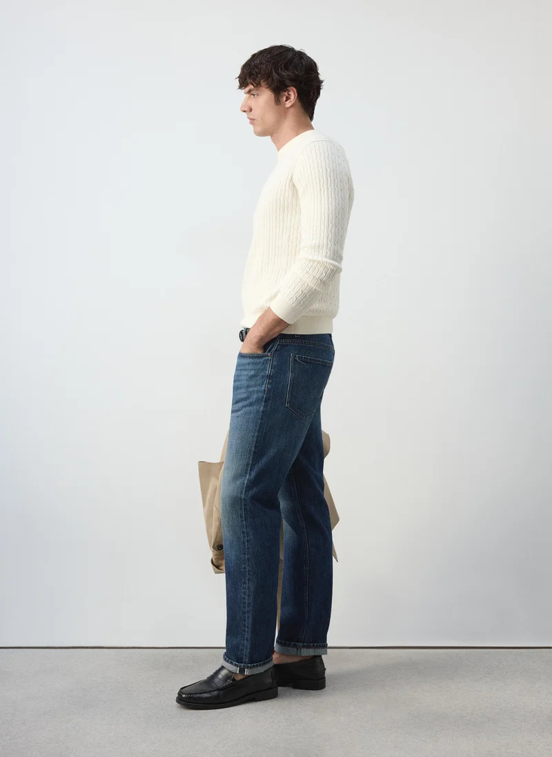 Mango Man  Cotton-lyocell blend cable-knit jumper for Men | Best Price UAE