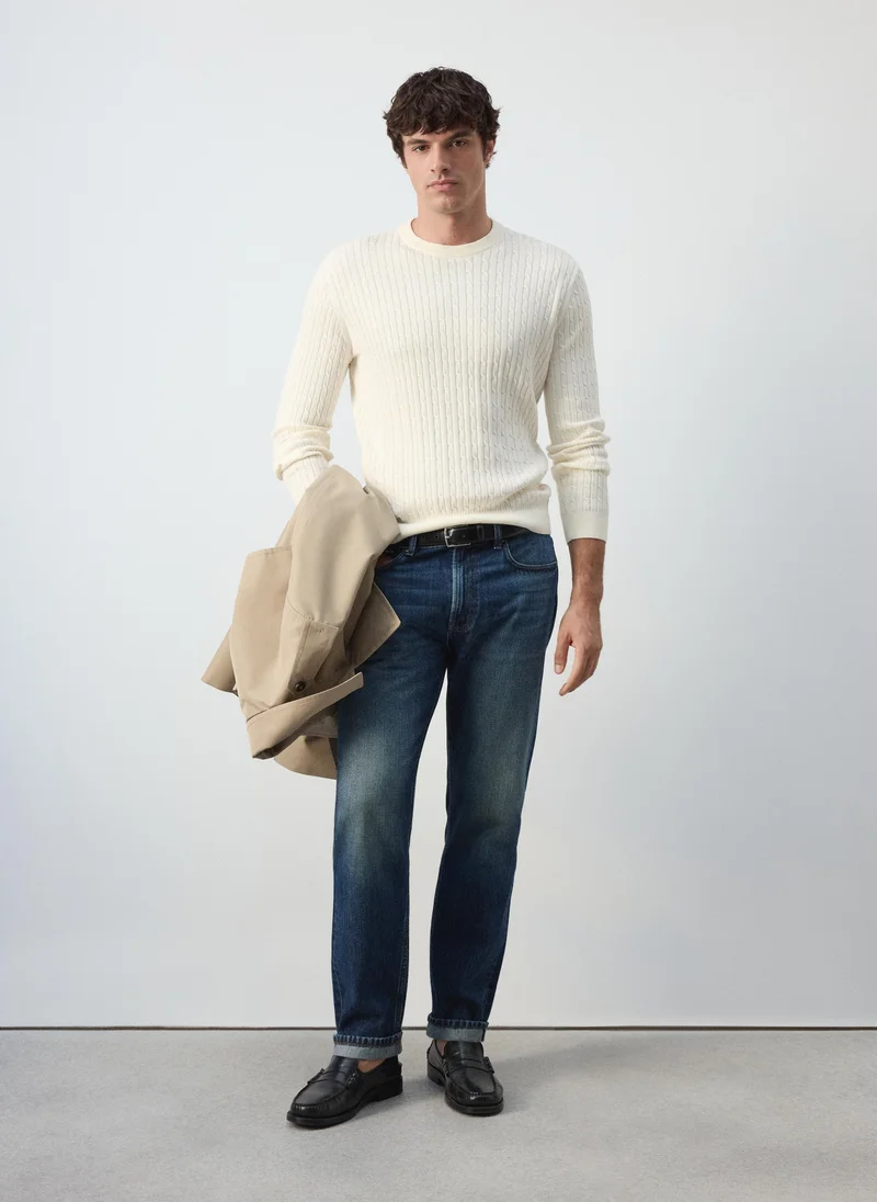 Mango Man  Cotton-lyocell blend cable-knit jumper for Men | Best Price UAE