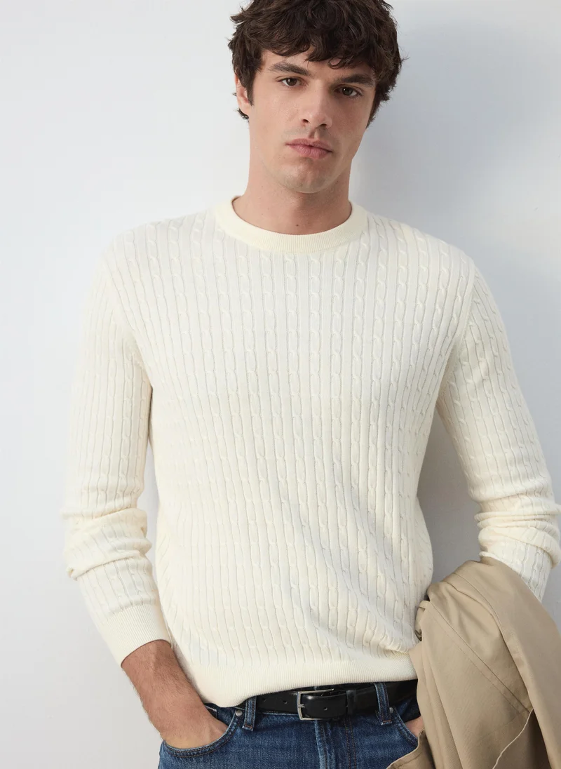 Mango Man  Cotton-lyocell blend cable-knit jumper for Men | Best Price UAE