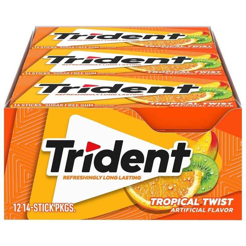 Trident علكة تريندنت بنكهة استوائية خالية من السكر - 12 عبوة - Image 2